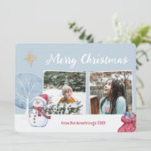 Vrolijk Kerstfeest Illustratie Fotocollage Feestdagenkaart (Staand voorkant)