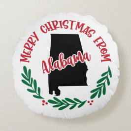 Vrolijk kerstfeest in Alabama US Red Green White Rond Kussen