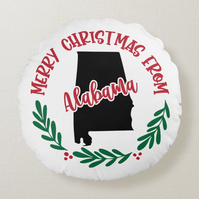 Vrolijk kerstfeest in Alabama US Red Green White Rond Kussen (Voorkant)