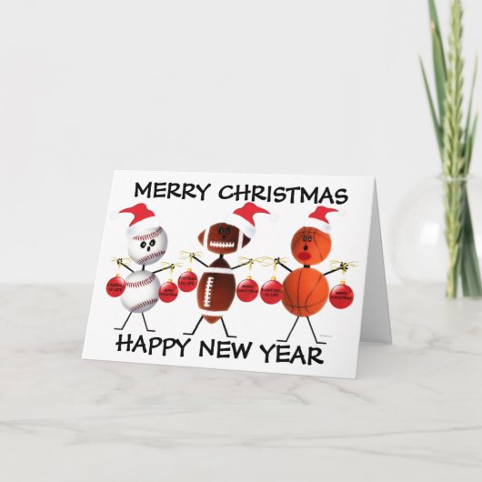 Vrolijk kerstfeest in alle sporten feestdagen kaart (Voorkant)