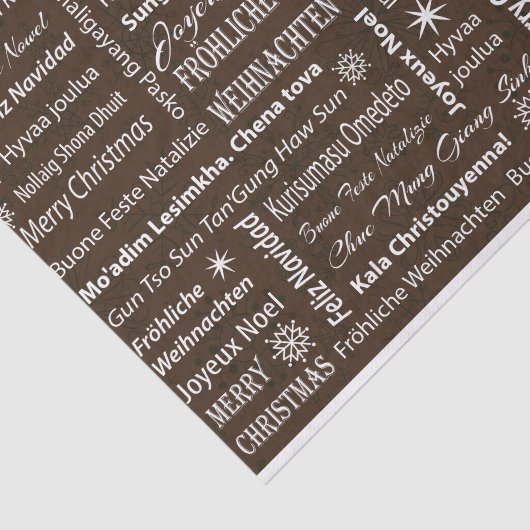 Vrolijk kerstfeest in andere talen tissuepapier (Detail)