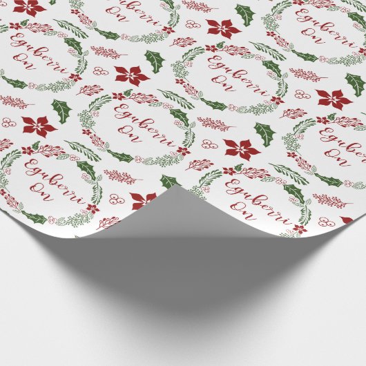 Vrolijk kerstfeest in Basque Eguberri op Cadeaupapier (Hoek)