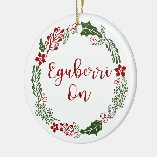 Vrolijk kerstfeest in Basque Eguberri op Keramisch Ornament (Links)