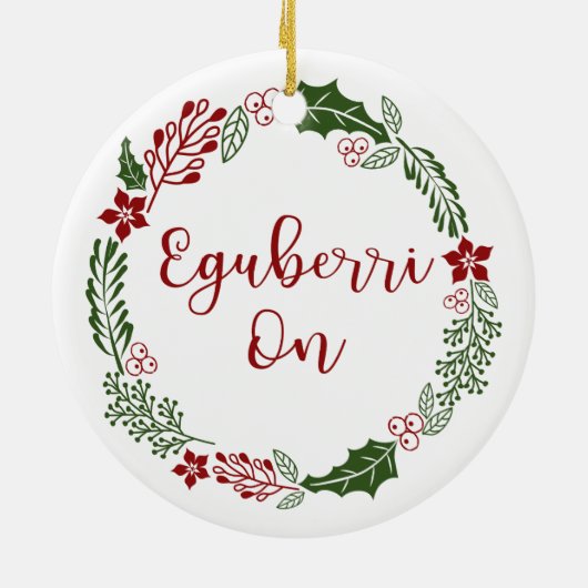 Vrolijk kerstfeest in Basque Eguberri op Keramisch Ornament (Achterkant)