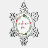 Vrolijk kerstfeest in Basque Eguberri op Tin Sneeuwvlok Ornament (Rechts)