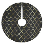 Vrolijk kerstfeest in Black & Gold Quatrefoil Kerstboom Rok (Voorkant)