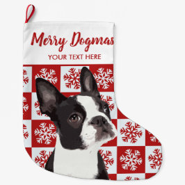 Vrolijk kerstfeest in Boston Terrier Festive Dog Grote Kerstsok