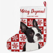 Vrolijk kerstfeest in Boston Terrier Festive Dog Grote Kerstsok (Achterkant)