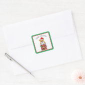 Vrolijk kerstfeest in Chimney met licht Vierkante Sticker (Envelop)