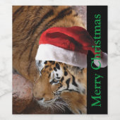 Vrolijk kerstfeest in de Bengaalse tijger Wijn Etiket (Enkel label)