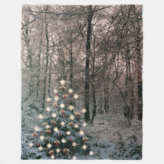 Vrolijk kerstfeest in de Bossen Fleece Deken (Voorkant)