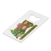 Vrolijk kerstfeest in de buurt van haard vreugdevu creditkaart flessenopener (Voorkant Gekanteld)