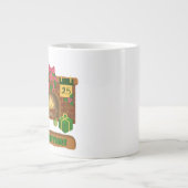 Vrolijk kerstfeest in de buurt van haard vreugdevu grote koffiekop (Voorkant)