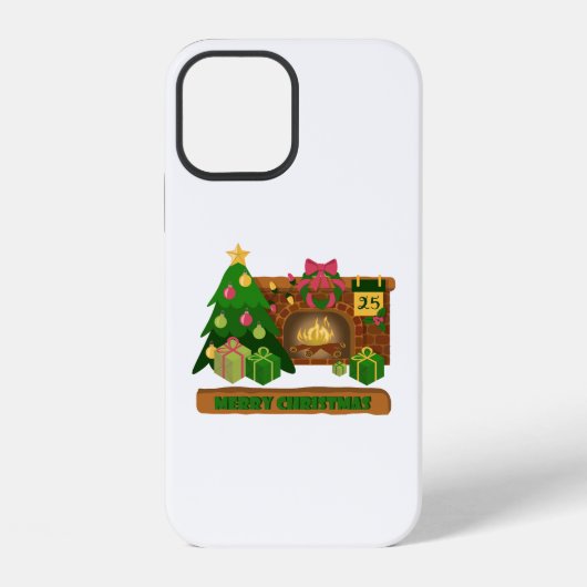 Vrolijk kerstfeest in de buurt van haard vreugdevu iPhone hoesje (Achterkant)