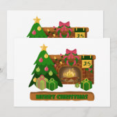 Vrolijk kerstfeest in de buurt van haard vreugdevu kaart (Voorkant / Achterkant)