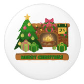 Vrolijk kerstfeest in de buurt van haard vreugdevu keramische knop (Voorkant)