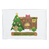 Vrolijk kerstfeest in de buurt van haard vreugdevu kussensloop (Voorkant)