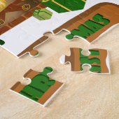 Vrolijk kerstfeest in de buurt van haard vreugdevu legpuzzel (Zijkant)