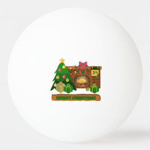 Vrolijk kerstfeest in de buurt van haard vreugdevu pingpongbal
