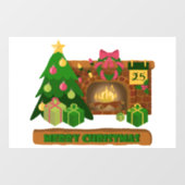Vrolijk kerstfeest in de buurt van haard vreugdevu raamsticker (Vel)