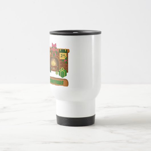 Vrolijk kerstfeest in de buurt van haard vreugdevu reisbeker (Center)