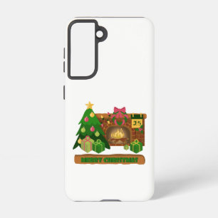 Vrolijk kerstfeest in de buurt van haard vreugdevu samsung galaxy hoesje