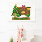 Vrolijk kerstfeest in de buurt van haard vreugdevu spandoek (Insitu)