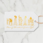 Vrolijk kerstfeest in de landmerken van NYC New Yo Cadeaulabels (Voorkant (horizontaal))