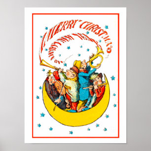  vrolijk kerstfeest in de maan poster