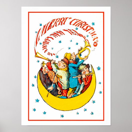 vrolijk kerstfeest in de maan poster (Voorkant)