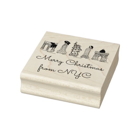 Vrolijk kerstfeest in de New York City Xmas Art va Rubberstempel (Stempel)