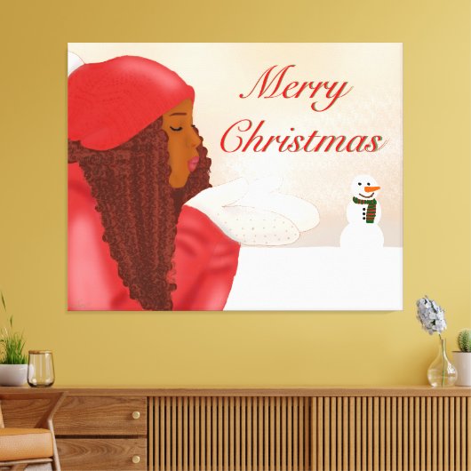 Vrolijk kerstfeest in de sneeuw canvas afdruk (Insitu (Woonkamer))