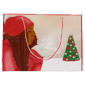 Vrolijk kerstfeest in de sneeuw groot cadeauzakje (Achterkant)