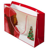 Vrolijk kerstfeest in de sneeuw groot cadeauzakje (Achterkant Gekanteld)