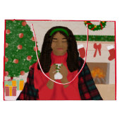 Vrolijk kerstfeest in de sneeuw groot cadeauzakje (Achterkant)