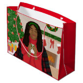 Vrolijk kerstfeest in de sneeuw groot cadeauzakje (Achterkant Gekanteld)