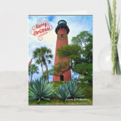 Vrolijk kerstfeest in de vuurtoren van Florida Jup Feestdagen Kaart (Voorkant)