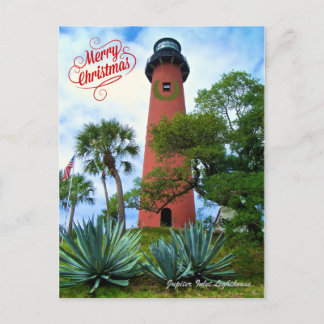 Vrolijk kerstfeest in de vuurtoren van Florida Jup Feestdagenkaart