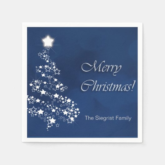 Vrolijk kerstfeest in donkerblauw servet (Voorkant)