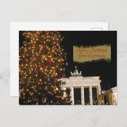 Vrolijk kerstfeest in Duitsland Brandenburg Gate Briefkaart (Voorkant / Achterkant)