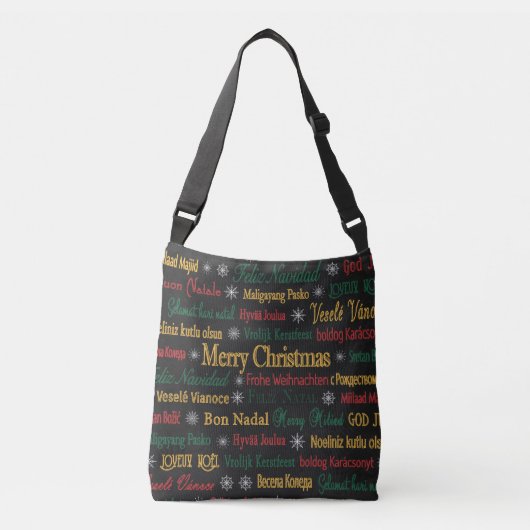 Vrolijk kerstfeest in een andere taal | crossbody tas (Voorkant)