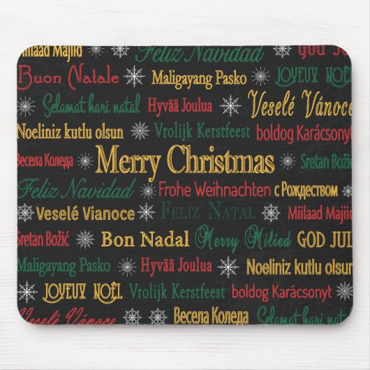Vrolijk kerstfeest in een andere taal | muismat (Voorkant)