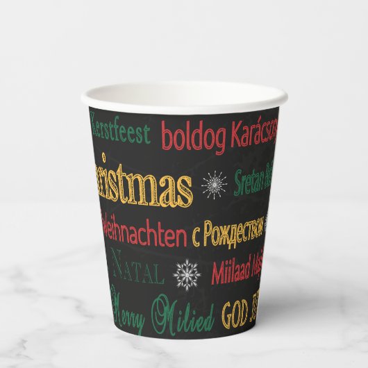 Vrolijk kerstfeest in een andere taal | papieren bekers (Achterkant)