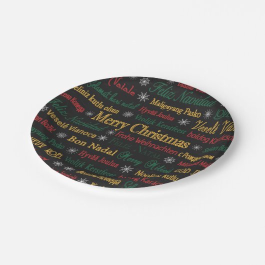 Vrolijk kerstfeest in een andere taal | papieren bordje (Gekanteld)