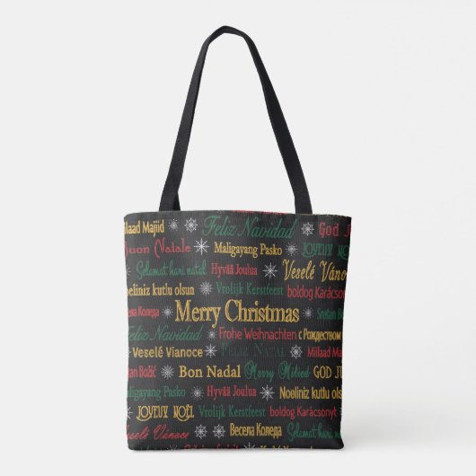 Vrolijk kerstfeest in een andere taal | tote bag (Achterkant)
