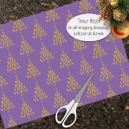 Vrolijk kerstfeest in Faux Gold op Paarse typograf Tissuepapier