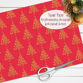 Vrolijk kerstfeest in Faux Gold op Red Typografie Tissuepapier