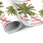 Vrolijk Kerstfeest in Florida, sneeuwman, cadeauom Cadeaupapier (Rol Hoek)