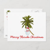 Vrolijk kerstfeest in Florida, sneeuwman onder pal Feestdagenkaart (Voorkant / Achterkant)