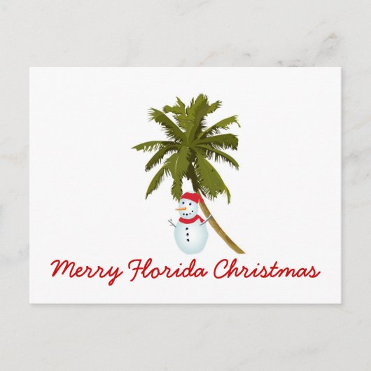 Vrolijk kerstfeest in Florida, sneeuwman onder pal Feestdagenkaart (Voorkant)